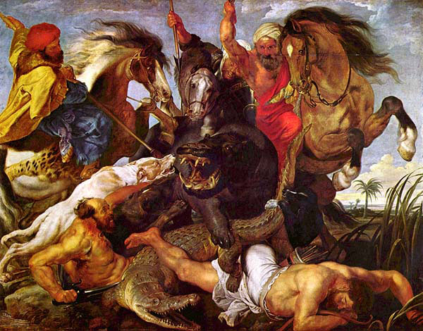 Hippopotamus and Crocodile Hunt